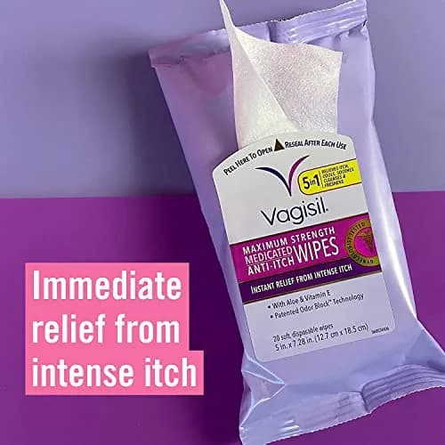 Vagisil Anti-Itch Medicated Feminine Wipes 20 Count | Fast Relief for Vaginal Itch & Odor thumbnail 2