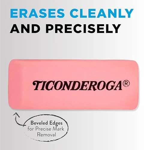 Ticonderoga Pink Wedge Erasers 3 Count | Classic Eraser for Clean Corrections thumbnail 4