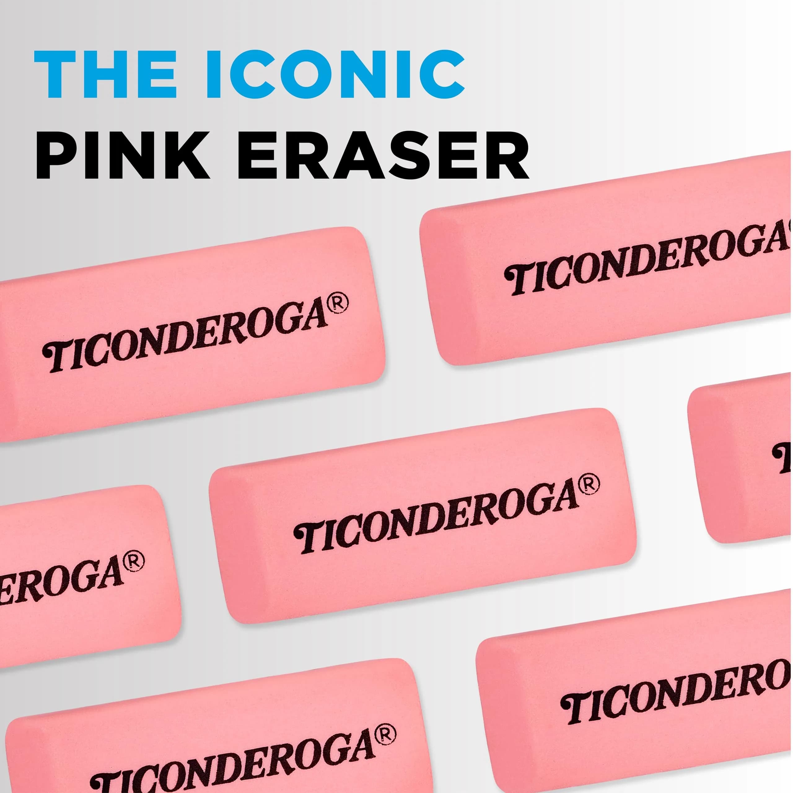 Ticonderoga Pink Wedge Erasers 3 Count | Classic Eraser for Clean Corrections - view 5