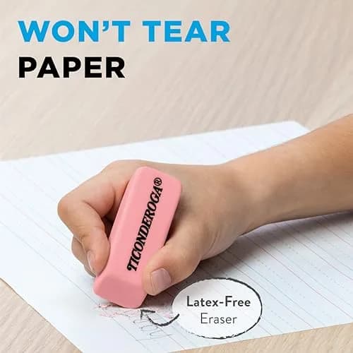 Ticonderoga Pink Wedge Erasers 3 Count | Classic Eraser for Clean Corrections thumbnail 3