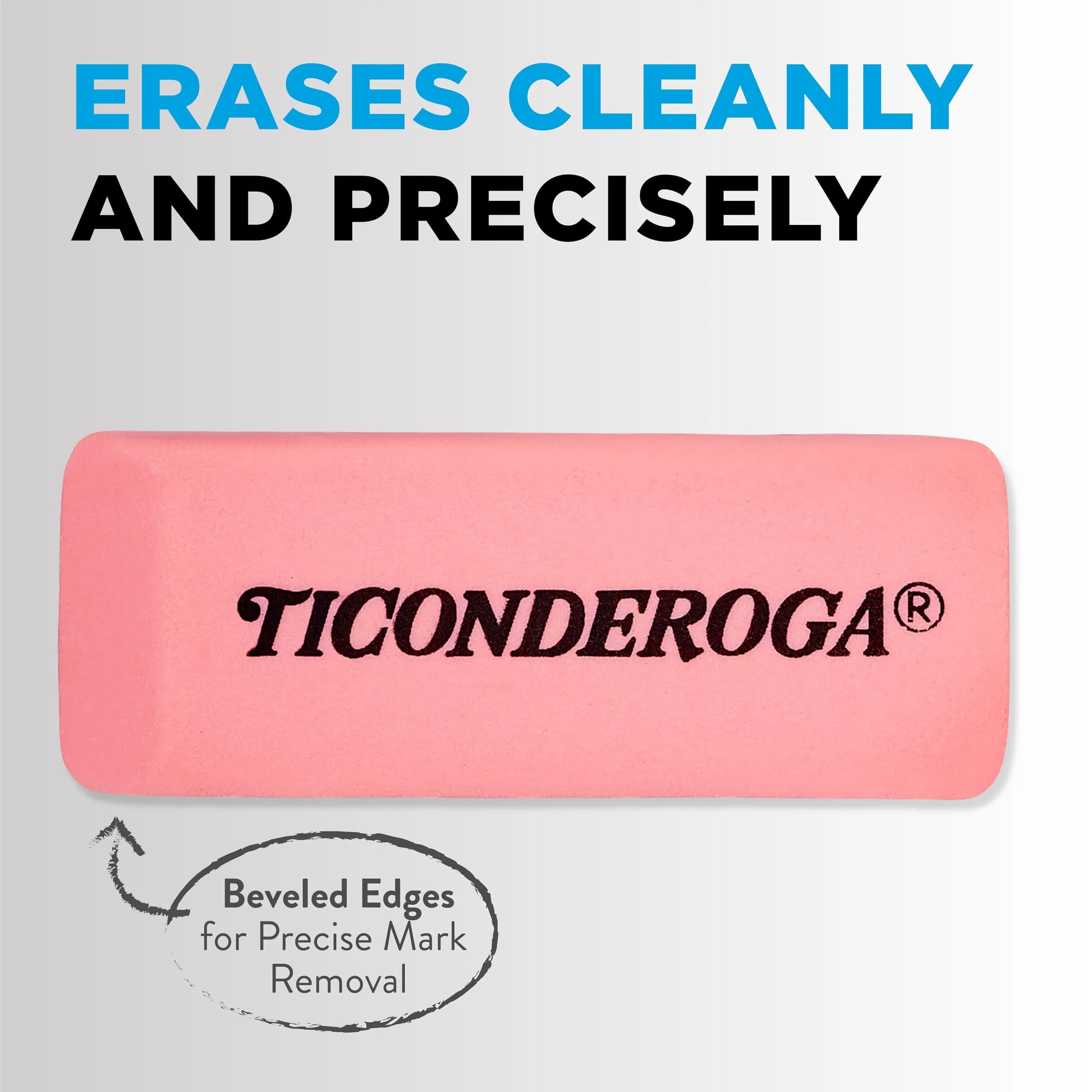 Ticonderoga Pink Wedge Erasers 3 Count | Classic Eraser for Clean Corrections - view 4