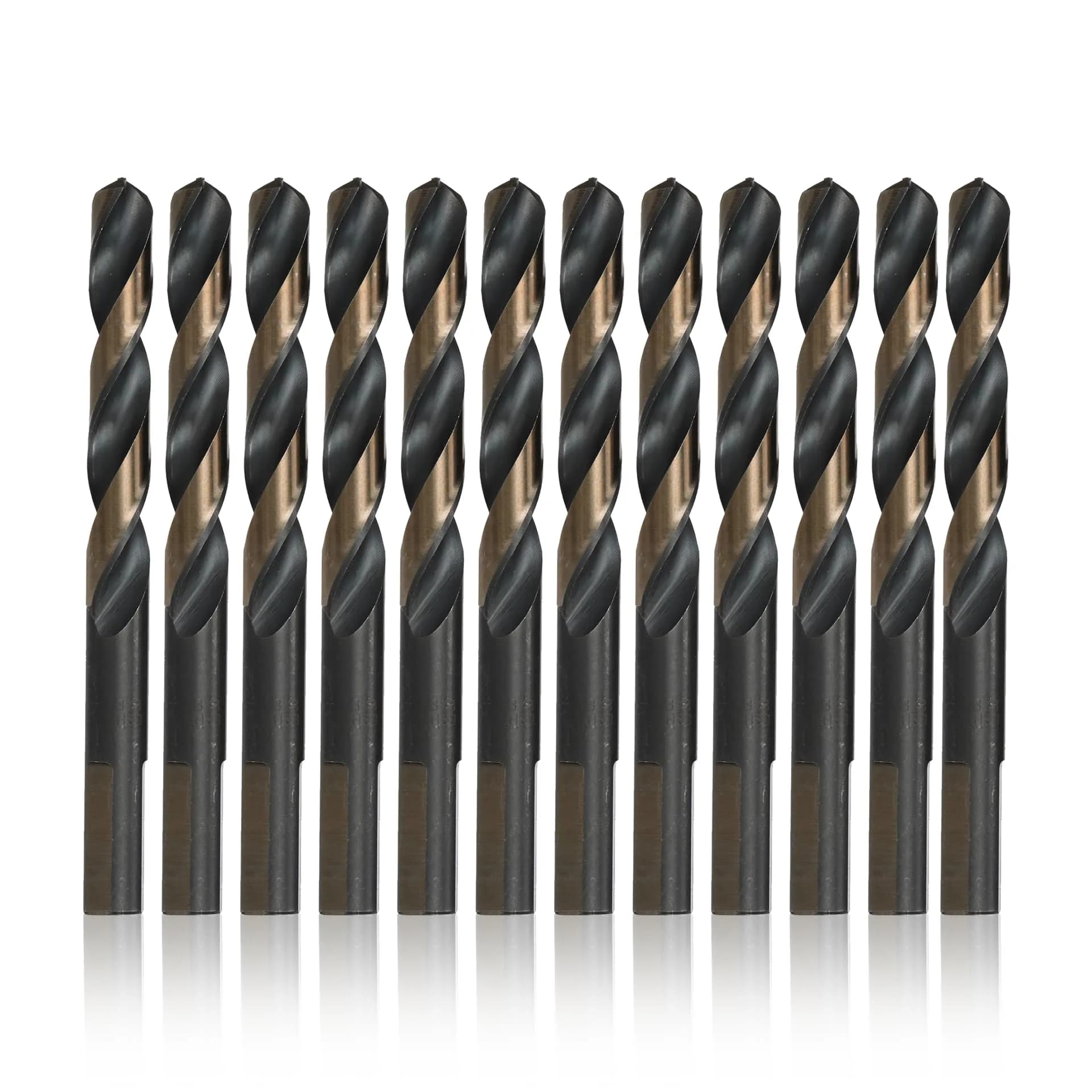 Drill America 1/8" High Speed Steel Black & Gold KFD Split Point Drill Bit with 3-Flat Shank (Pack of 12), KFDML Series | Heavy Duty Twist Drill