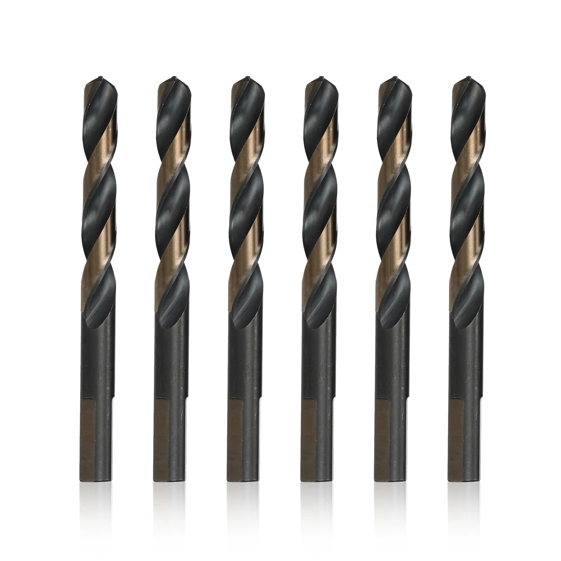 Drill America 11/32" High Speed Steel Black & Gold KFD Split Point Drill Bit with 3-Flat Shank (Pack of 6), KFDML Series | Heavy Duty Twist Drill