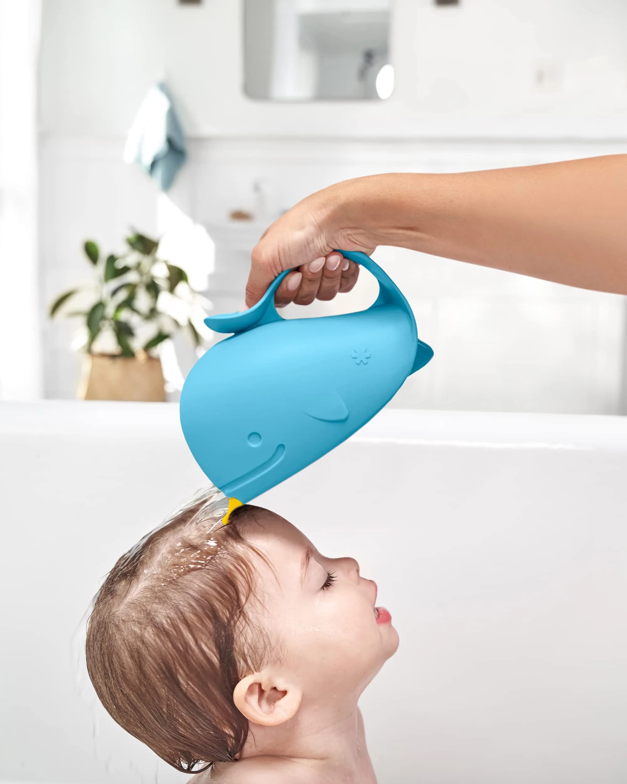 Skip Hop Moby Tear-Free Bath Rinser Cup with Waterfall Spout - Blue | Gentle on Eyes & Ears - view 2