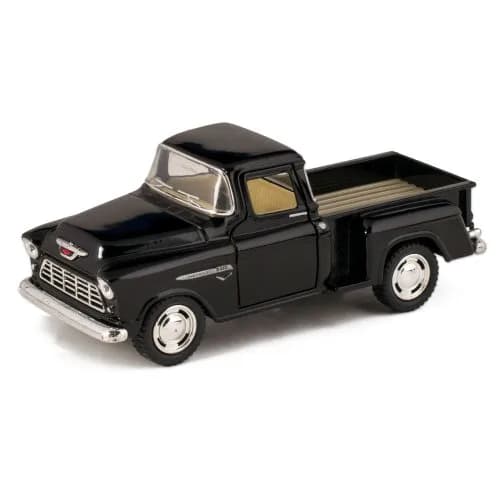 KiNSMART 1955 Chevrolet Stepside Pickup Truck 5 Inch 1:32 Scale Die Cast Metal Little Truck (Black) | Classic American Model thumbnail 1