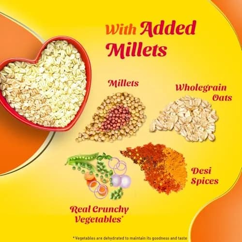 Saffola Classic Masala Oats 39g (1.34 oz) | Ready in 3 Minutes, Vegetarian Indian Breakfast Cereal thumbnail 3