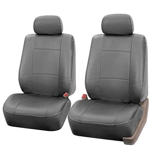 FH Group Front Set Faux Leather Car Seat Cover for Low Back Seat with Removable Headrest | Universal Fit, Easy to Clean, Gray thumbnail 1