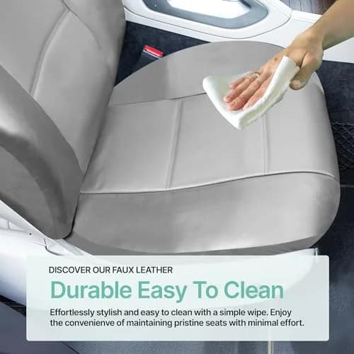 FH Group Front Set Faux Leather Car Seat Cover for Low Back Seat with Removable Headrest | Universal Fit, Easy to Clean, Gray thumbnail 4