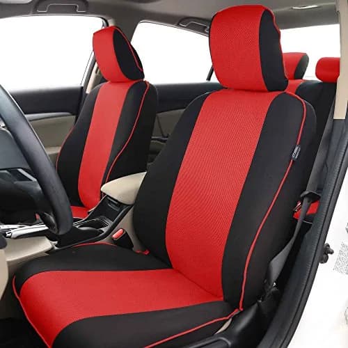 FH Group Full Set Cloth Car Seat Covers - Universal Fit, Low Back, Airbag Compatible, Washable, Red thumbnail 5