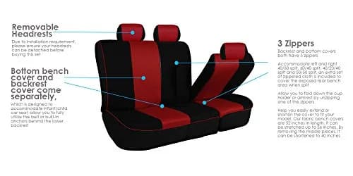 FH Group Full Set Cloth Car Seat Covers - Universal Fit, Low Back, Airbag Compatible, Washable, Red thumbnail 6