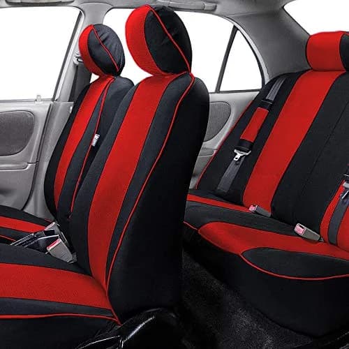 FH Group Full Set Cloth Car Seat Covers - Universal Fit, Low Back, Airbag Compatible, Washable, Red thumbnail 2