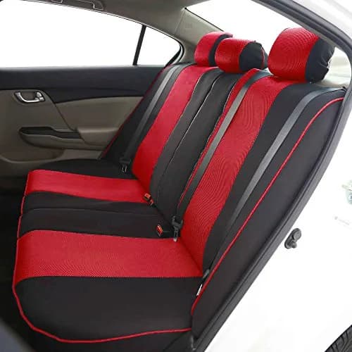 FH Group Full Set Cloth Car Seat Covers - Universal Fit, Low Back, Airbag Compatible, Washable, Red thumbnail 3