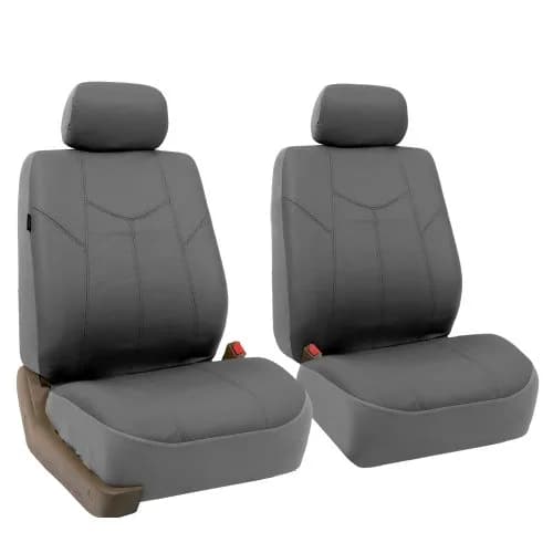 FH Group Full Set Faux Leather Car Seat Covers - Universal Fit, Low Back, Airbag Compatible, Split Bench, Gray | Protect & Enhance Interior thumbnail 2