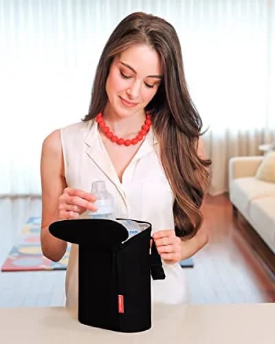 Skip Hop Grab & Go Double Bottle Bag, Black | Insulated for 4 Hours thumbnail 3