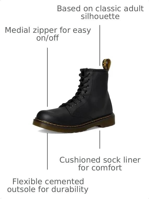 Dr. Martens 1460 J (Little Kid/Big Kid) Black Softy 3 UK (US 4 Big Kid) M | Classic Youth Boot with Slip-Resistant Sole thumbnail 4