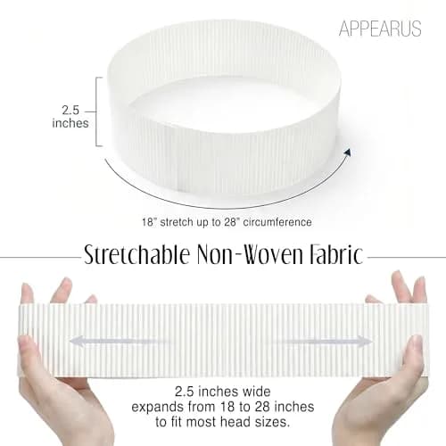 APPEARUS Disposable Facial Headbands, Esthetician, Stretch, 100 Count White | Snag-Free, Full Coverage Fit for Spa & Salon thumbnail 4