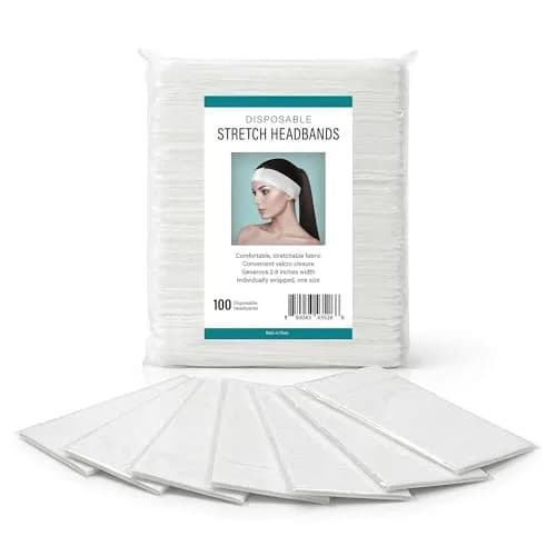 APPEARUS Disposable Facial Headbands, Esthetician, Stretch, 100 Count White | Snag-Free, Full Coverage Fit for Spa & Salon thumbnail 9