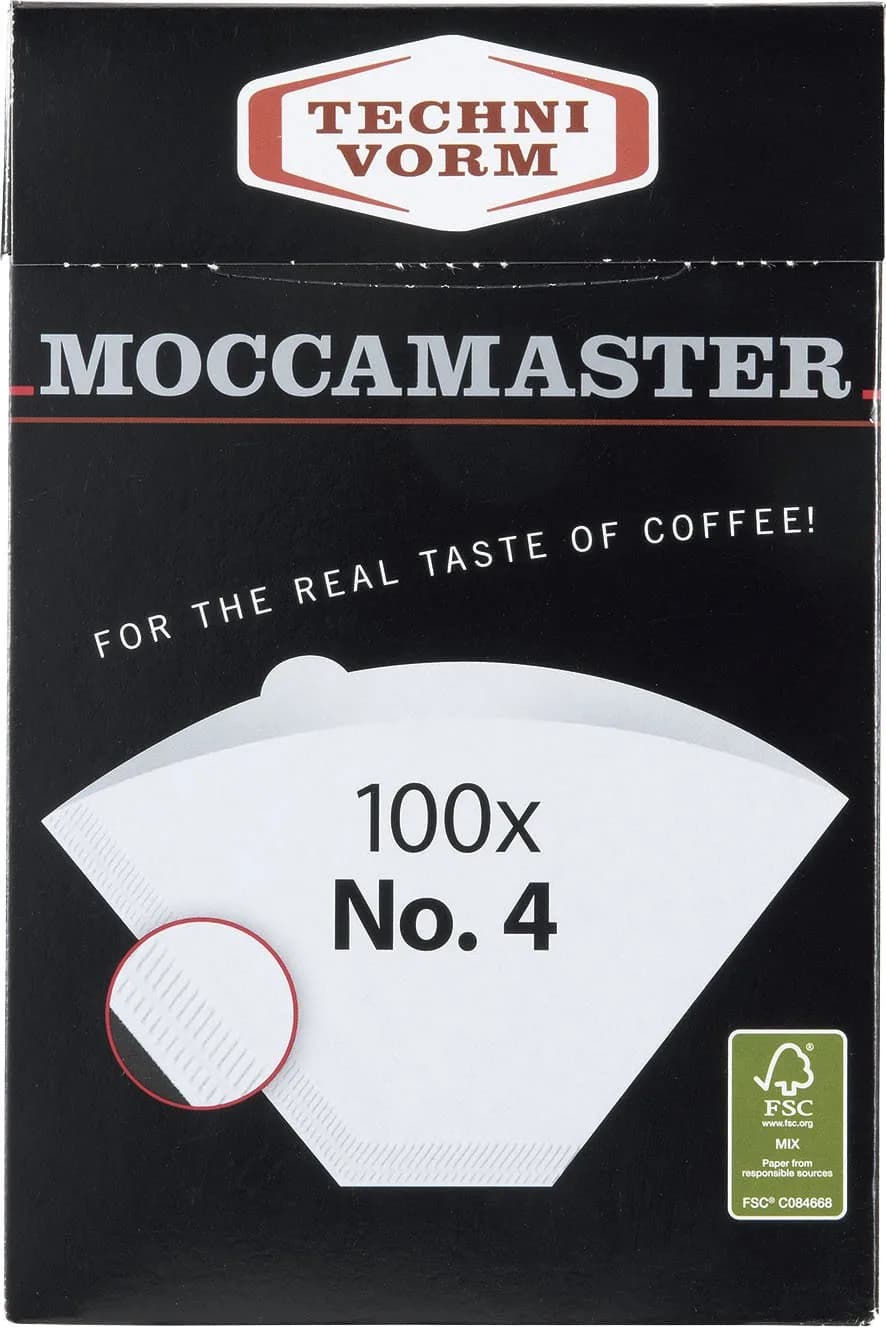 Moccamaster #4 White Paper Coffee Filters, 100-Count | Oxygen-Bleached, Chemical-Free