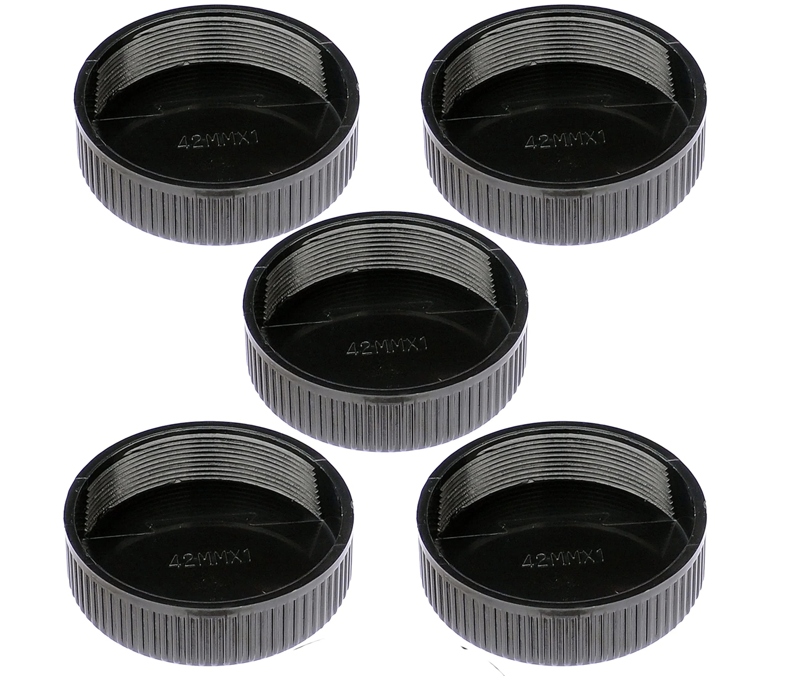 Fotasy 5-Pack M42 Lens Rear Caps - 42mm Screw Mount, Black | Protects M42 Lenses — M42 Rear Caps