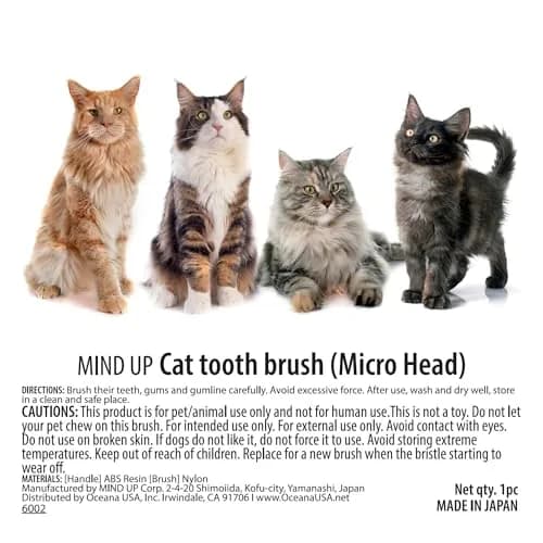 MIND UP Cat Toothbrush with Micro Head, 15° Angled Design for Easier Reach, Pet Toothbrush for Cats & Kittens, Gentle Everyday Brushing, Made in Japan thumbnail 9