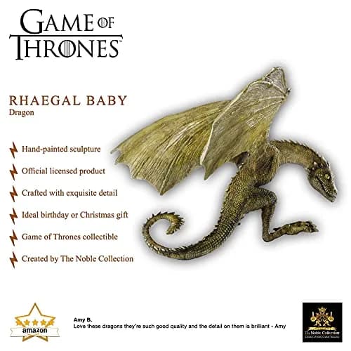 The Noble Collection Rhaegal Dragon Sculpt Figurine 11.4 cm (4.5 inches) | Officially Authorized by HBO thumbnail 3