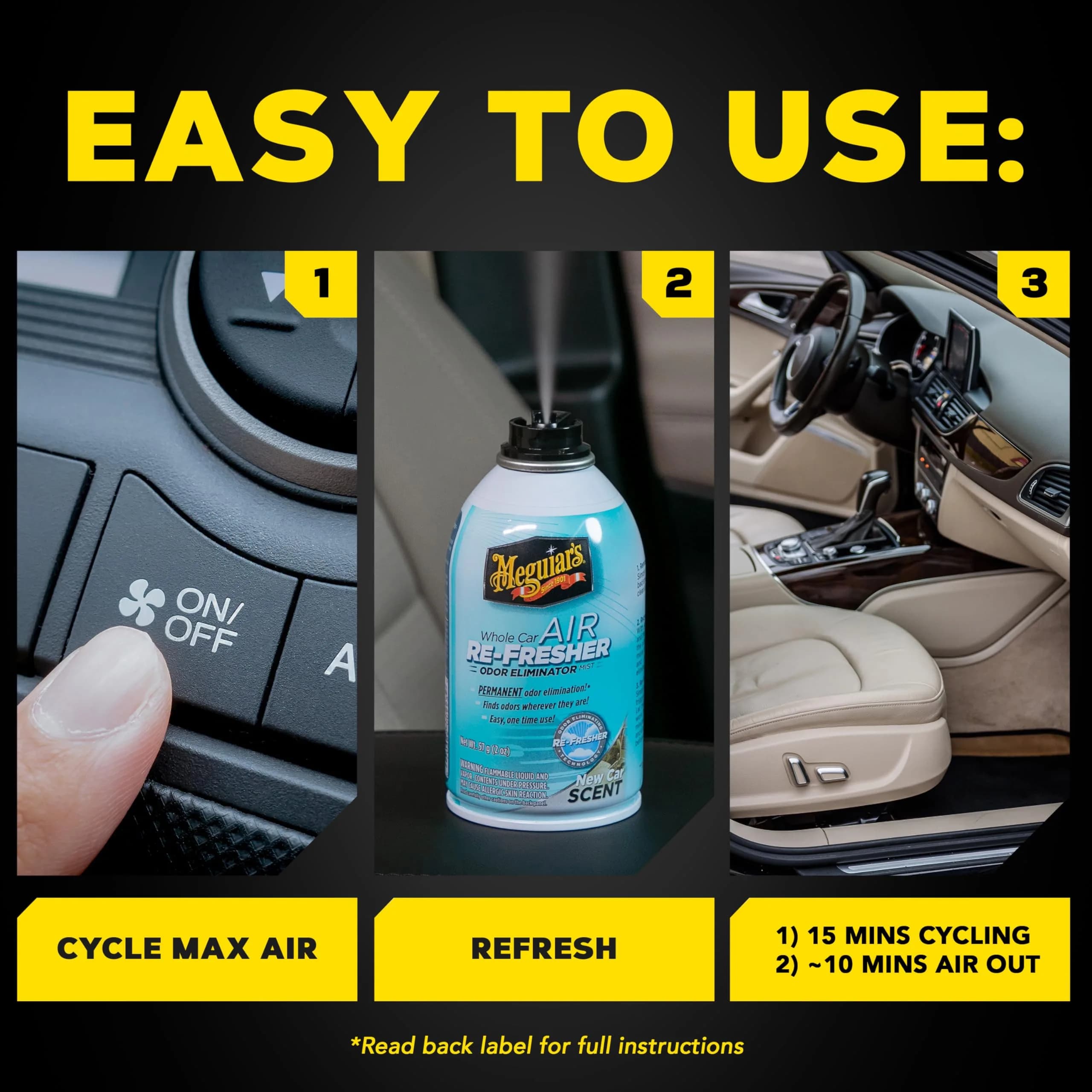 Meguiar’s Whole Car Air Refresher Odor Eliminator, Summer Breeze, 59ml (2 Fl Oz) | Permanent Odor Removal for Car Interiors - view 6
