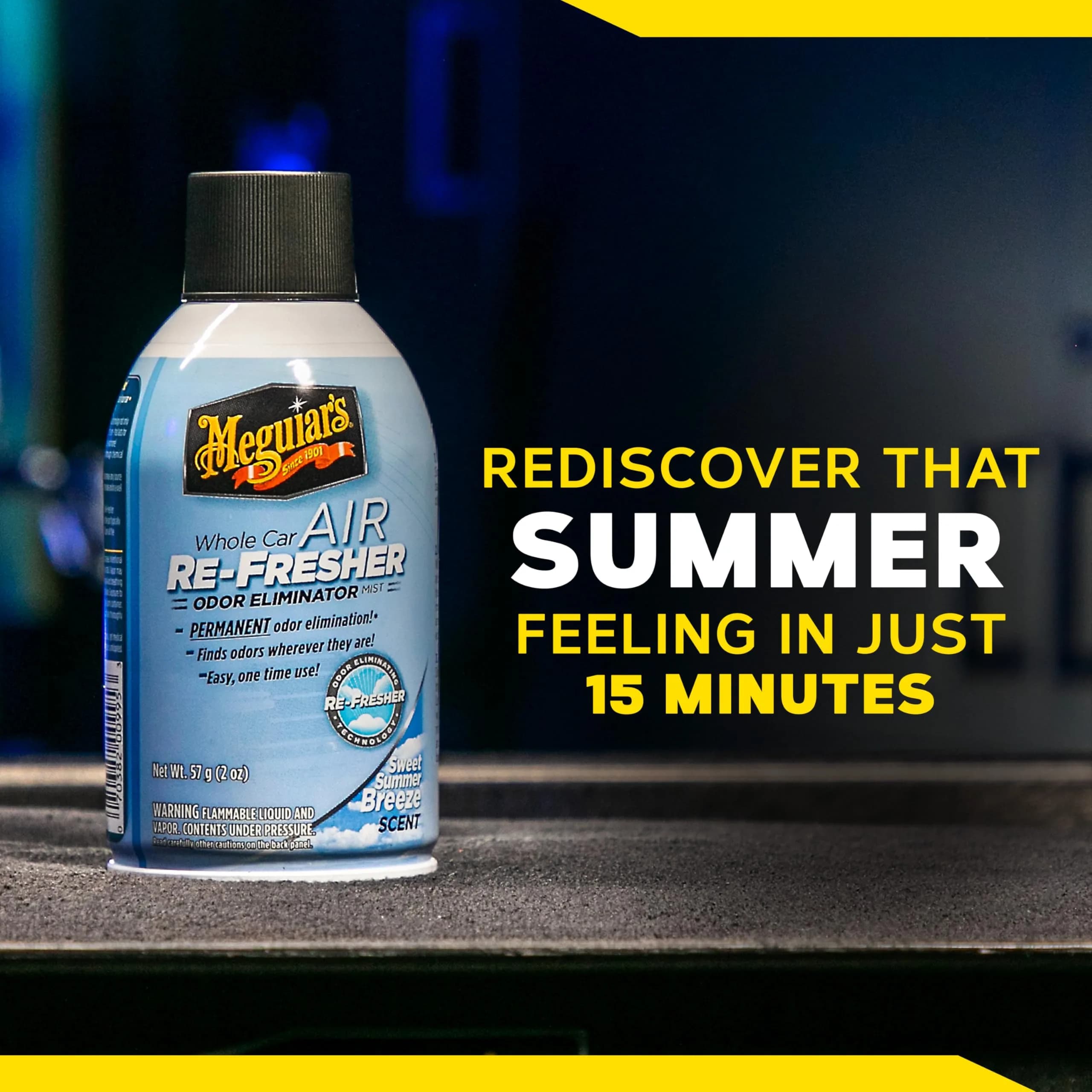 Meguiar’s Whole Car Air Refresher Odor Eliminator, Summer Breeze, 59ml (2 Fl Oz) | Permanent Odor Removal for Car Interiors - view 7
