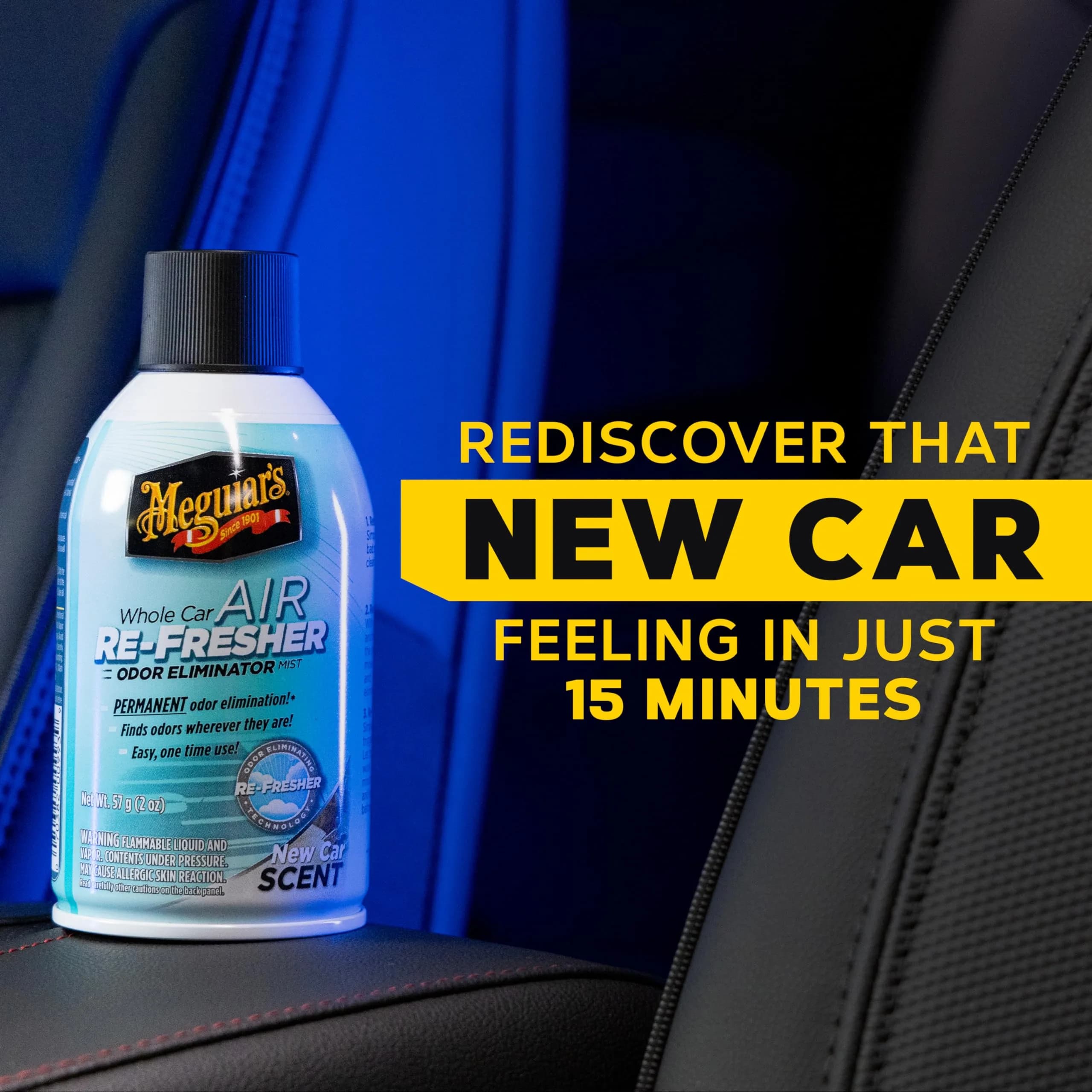 Meguiar's Whole Car Air Re-Fresher Odor Eliminator Mist, New Car Scent, 71ml (2 Fl Oz) | Eliminates Odors at Molecular Level - view 6