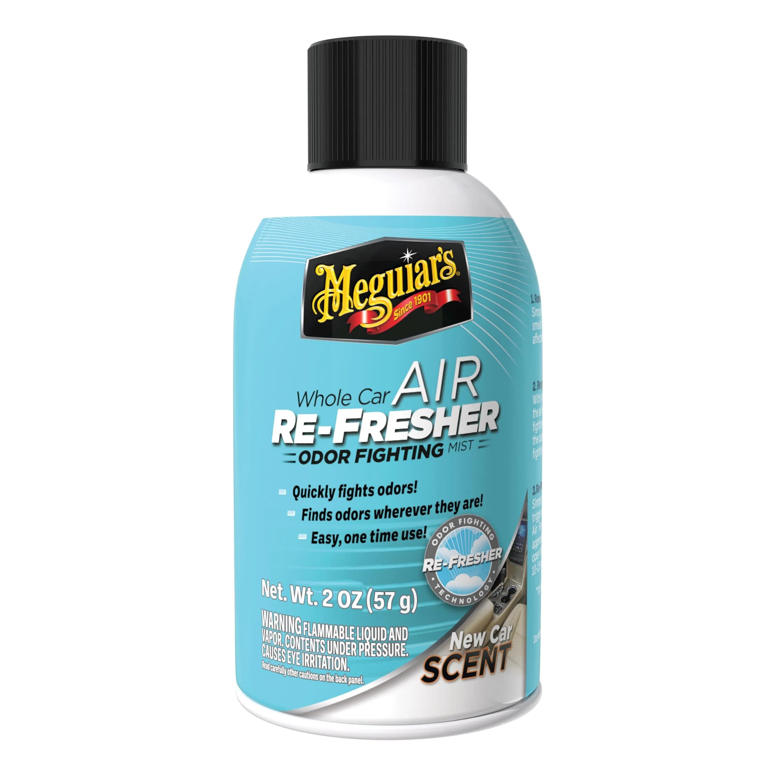 Meguiar's Whole Car Air Refresher Odor Eliminator Mist 2 Fl Oz (59 ml) | Eliminates Odors, Black Chrome Scent — 2 Fl Oz