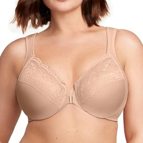 Glamorise Full Figure Plus Size Wonderwire Front-Closure Bra Underwire 44D Café thumbnail 1