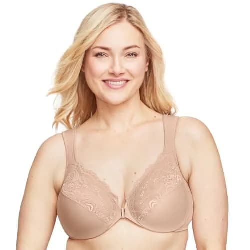 Glamorise Full Figure Plus Size Wonderwire Front-Closure Bra Underwire 44D Café thumbnail 8