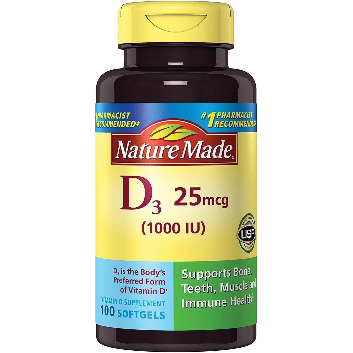 Nature Made Vitamin D3 1000 IU Softgels (300 Count) | Supports Bone, Immune & Muscle Health thumbnail 1