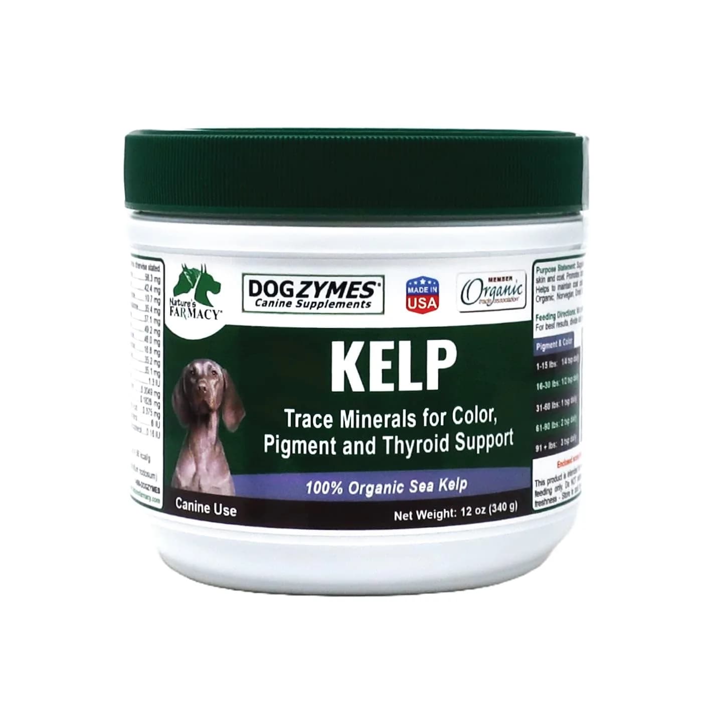 Dogzymes Organic Norwegian Kelp for Pets 12oz | Rich in Iodine to Support Thyroid & Gland Function - main product image
