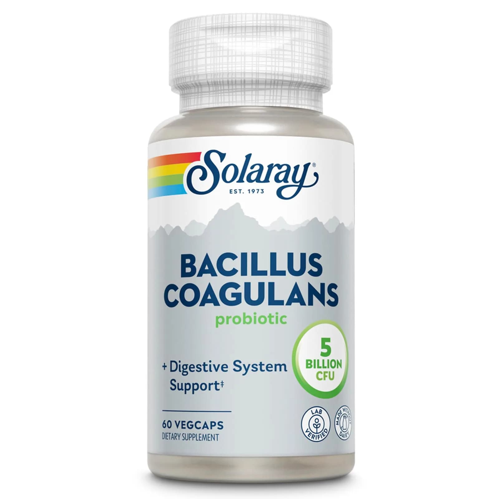 SOLARAY Bacillus Coagulans Probiotic 60 VegCaps | Digestive & Gut Health Support — No Color