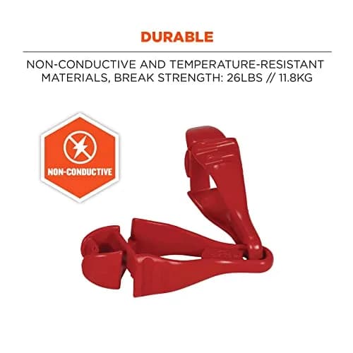 Ergodyne Squids 3400 Glove Clip Holder with Dual Clips, Red, 1 Count | Safety Gear for Work & Outdoors thumbnail 4