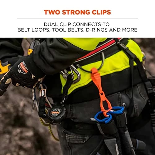 Ergodyne Squids 3400 Glove Clip Holder with Dual Clips, Red, 1 Count | Safety Gear for Work & Outdoors thumbnail 3