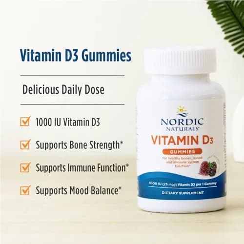 Nordic Naturals Vitamin D3 Gummies 120 Count Wild Berry | Supports Bones & Immunity thumbnail 3