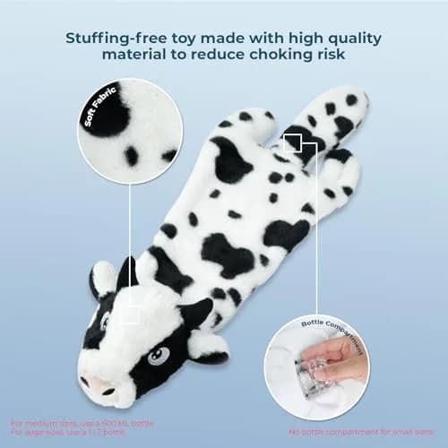 Best Pet Supplies 2-in-1 Stuffless Squeaky Dog Toy - Cow, Small | No Mess, Safe & Durable for Small Dogs thumbnail 4