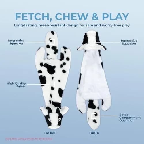 Best Pet Supplies 2-in-1 Stuffless Squeaky Dog Toy - Cow, Small | No Mess, Safe & Durable for Small Dogs thumbnail 3