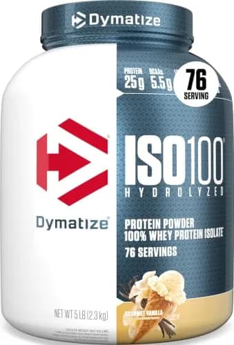 Dymatize ISO100 Protein Powder +Energy Cappuccino 609g (1.34 lb) | 25g Protein, 95mg Caffeine — Vanilla / 5 Pound