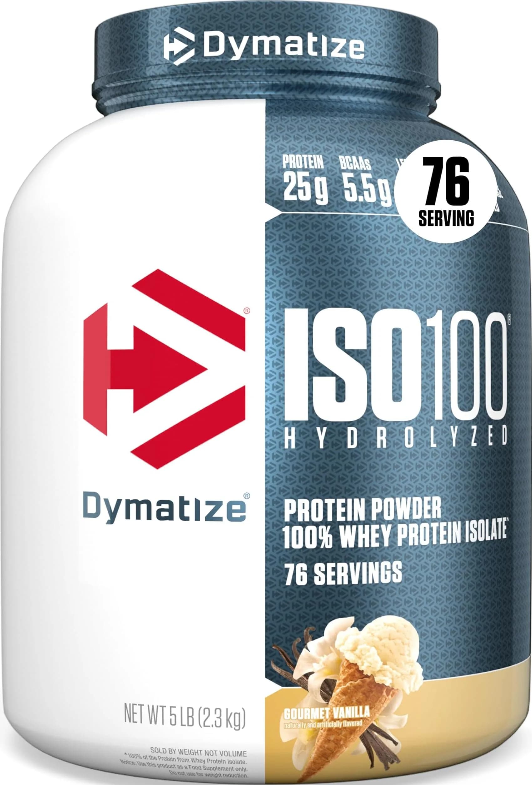 Dymatize ISO100 Gourmet Vanilla Whey Protein Isolate 2.27 kg (5 lb) | 25g Protein Per Serving, Fast Absorbing - main product image