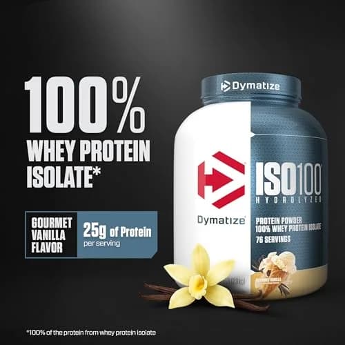 Dymatize ISO100 Gourmet Vanilla Whey Protein Isolate 2.27 kg (5 lb) | 25g Protein Per Serving, Fast Absorbing thumbnail 2
