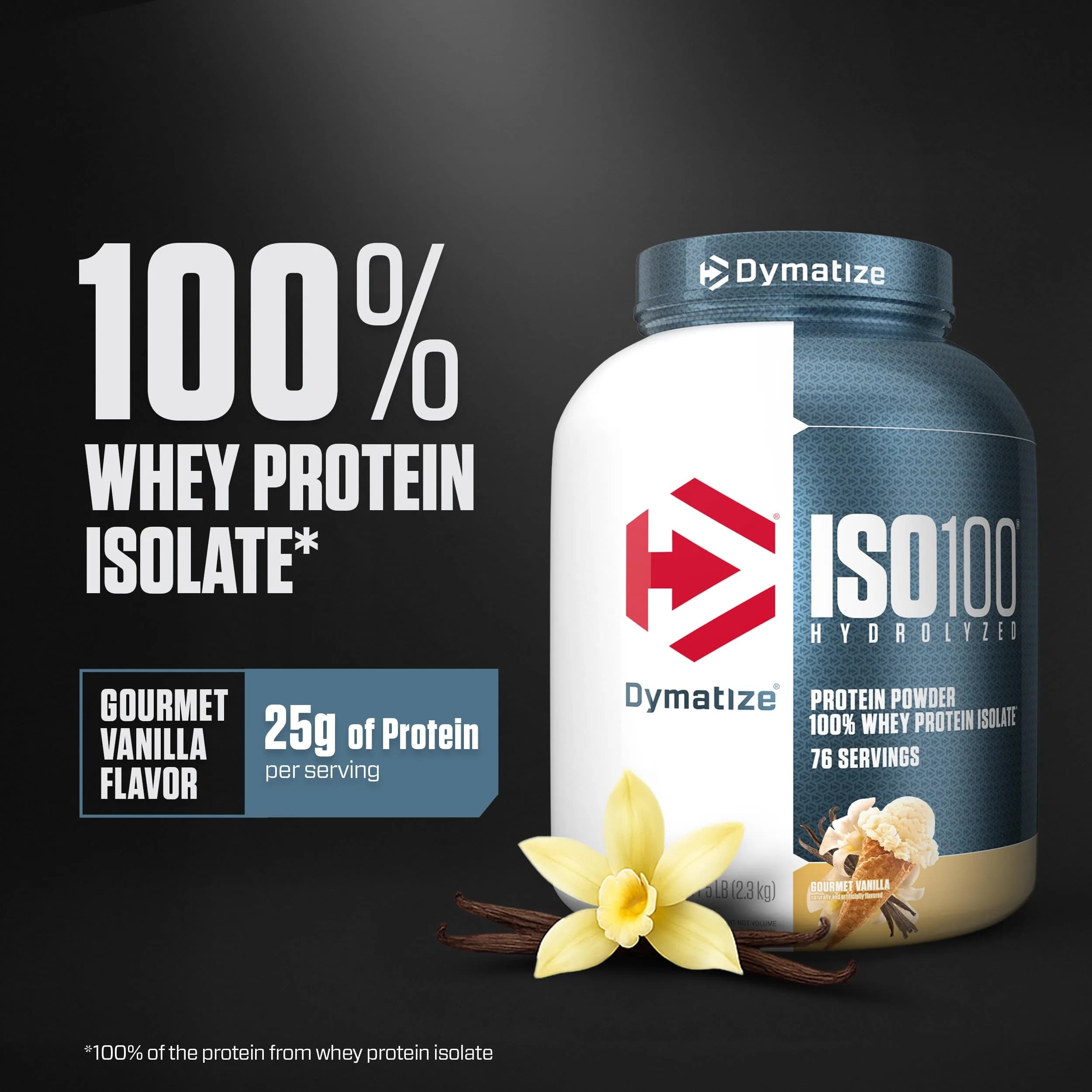Dymatize ISO100 Gourmet Vanilla Whey Protein Isolate 2.27 kg (5 lb) | 25g Protein Per Serving, Fast Absorbing - view 2