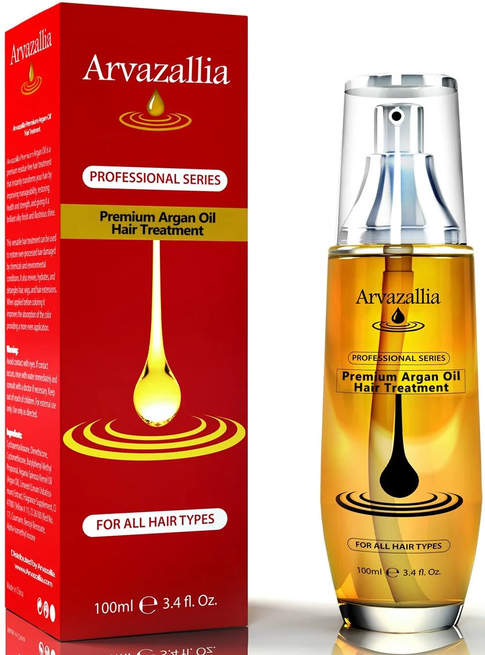 Arvazallia Argan Oil for Hair Treatment & Conditioner 3.4 Fl Oz | Nourishing, Repairing & Hydrating for All Hair Types — 3.4 Fl Oz