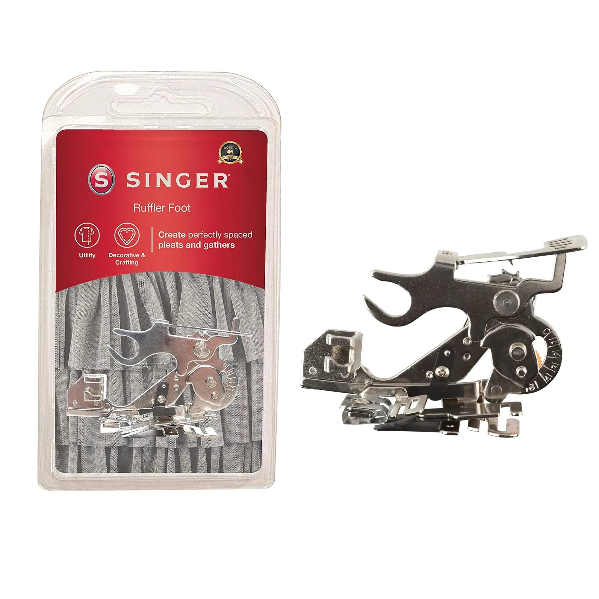 SINGER Ruffler Attachment Foot for Pleats & Gathers, Low-Shank Machines | 7.6 cm (3 in) x 5.1 cm (2 in) x 5.1 cm (2 in) - main product image