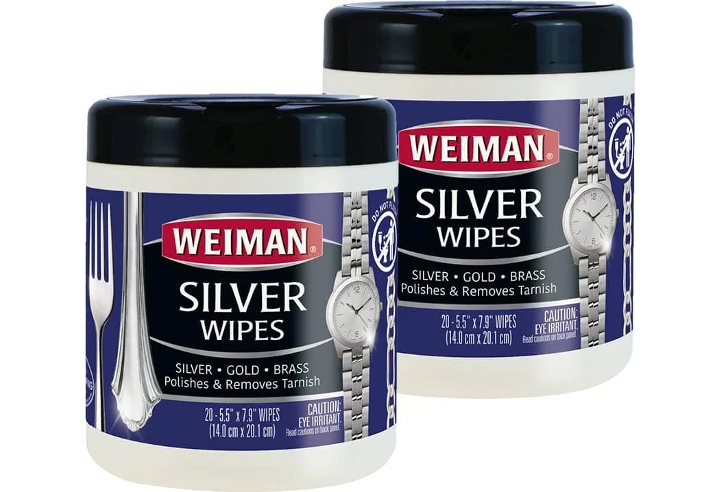 Weiman Jewelry Polish Cleaner Wipes 40 Count (20 Count x 2 Pack) | Cleans Silver, Gold, Brass, Copper, Aluminum - main product image