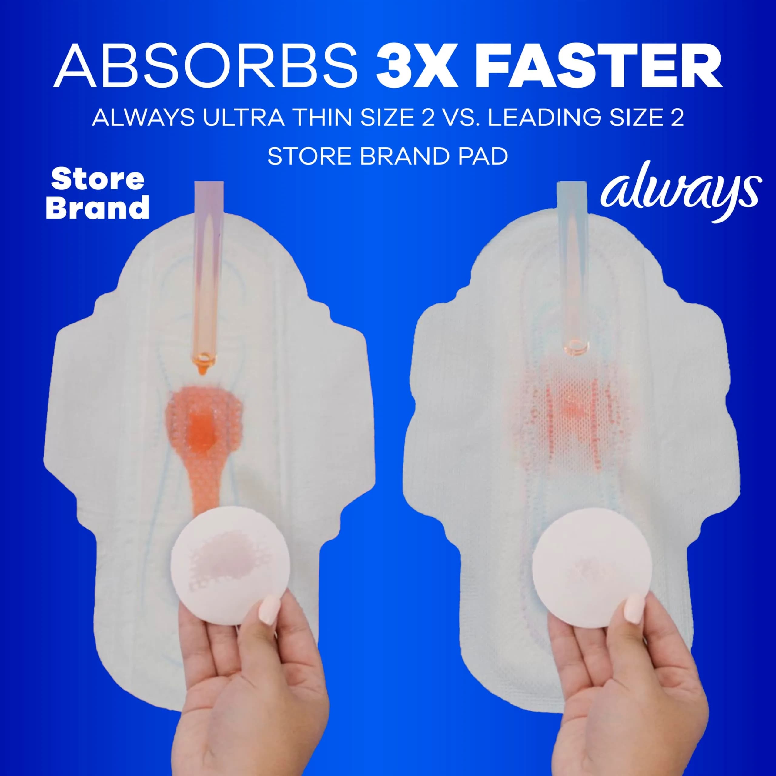 Always Ultra Thin Feminine Pads with Wings, Size 1 Regular Absorbency, Unscented, 46 Count | Up to 100% Leak-Free Protection - view 4