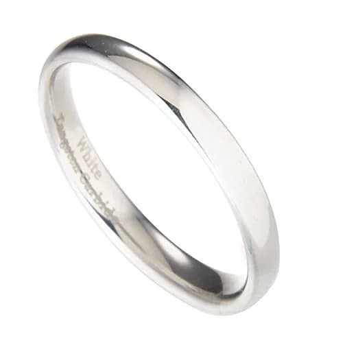 MJ Metals Jewelry Classic Mirror Polished White Tungsten Carbide 3mm Comfort Fit Wedding Band Ring Size 8 | Scratch-Resistant & Hypoallergenic thumbnail 5