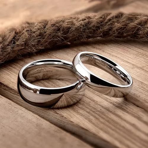 MJ Metals Jewelry Classic Mirror Polished White Tungsten Carbide 3mm Comfort Fit Wedding Band Ring Size 8 | Scratch-Resistant & Hypoallergenic thumbnail 3