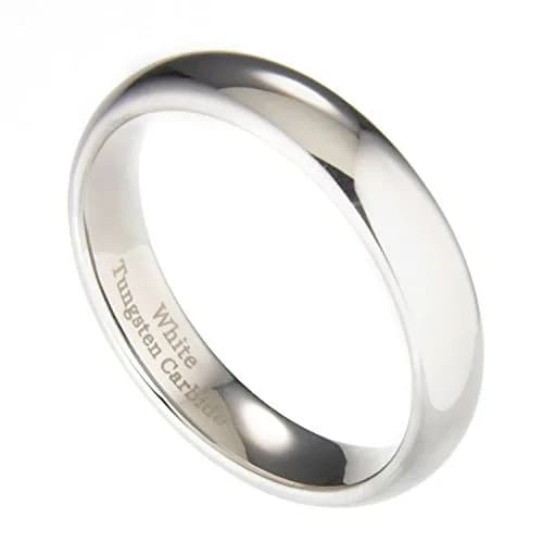 MJ Metals Jewelry Classic Mirror Polished White Tungsten Carbide Wedding Band Size 9 | Durable Scratch-Resistant Comfort Fit thumbnail 5